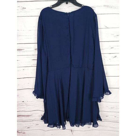 Chicsoul Long Sleeve Navy Blue Ruffle Hem Layered Dress Size 1X - Picture 2 of 8